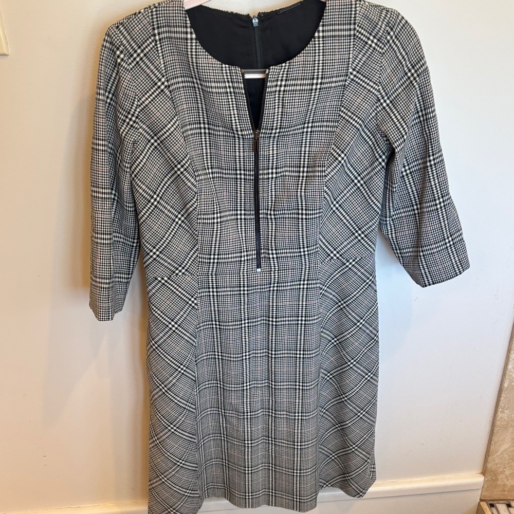 Elie Tahari Black and White Plaid Dress